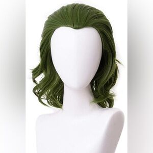 Mersi Wig Green Wigs Costume Wig Short Wavy Hair Wig Costume Halloween Party